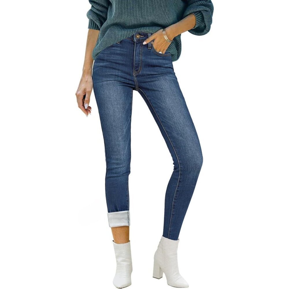 Women's Thermal Fleece Lined Skinny Jeans High Waist Stretch Warm Denim